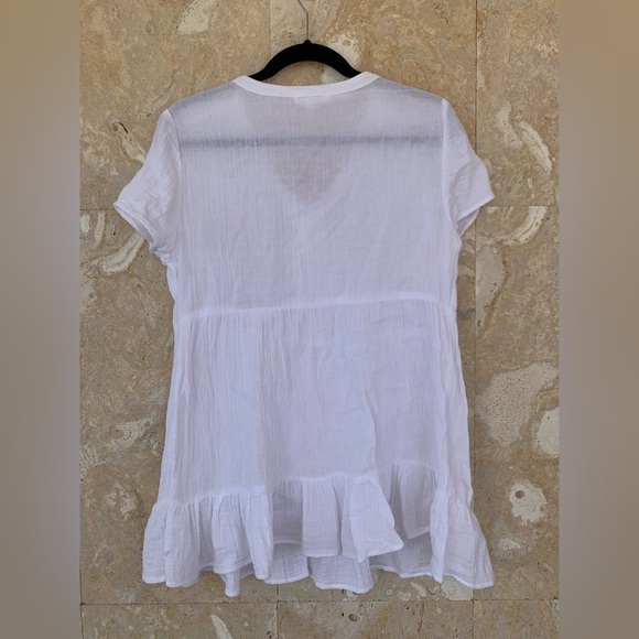 White V-Neck Short Sleeve Dress - Picture 4 of 10